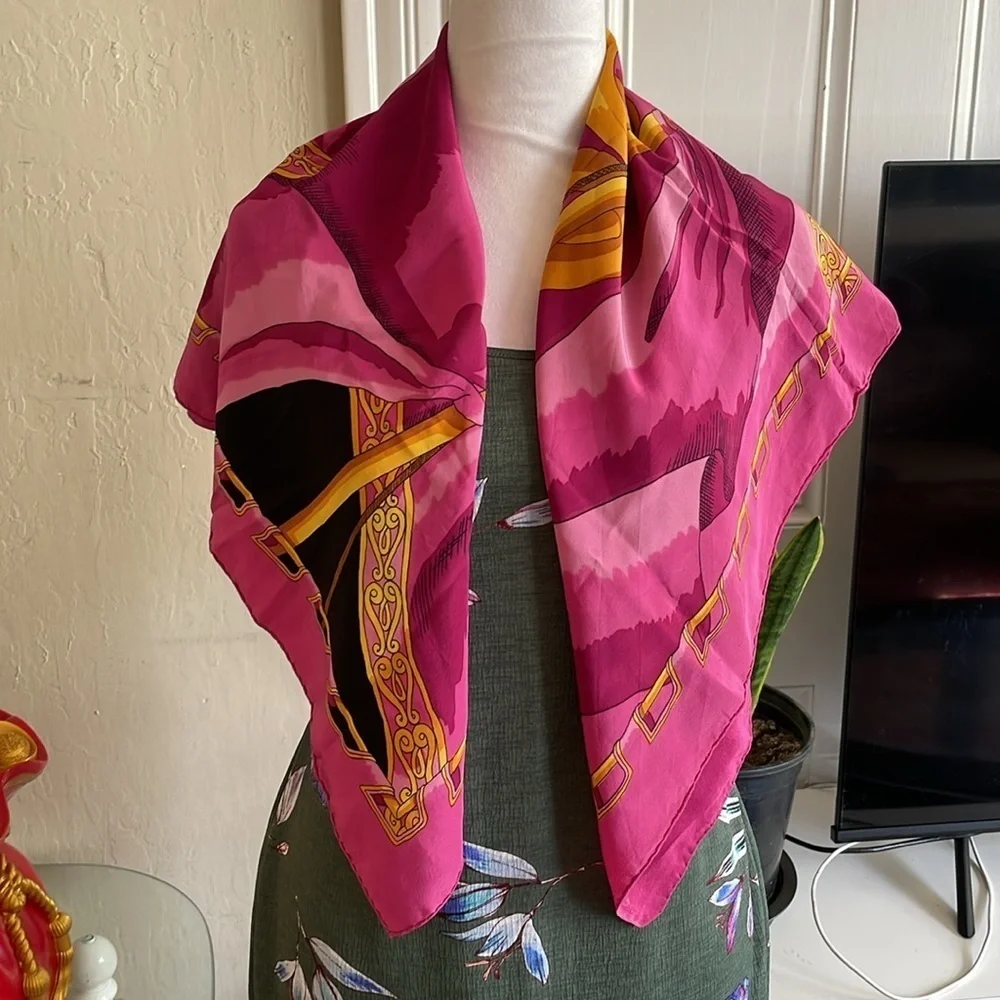 Rochas Paris Pink and Gold Scarf